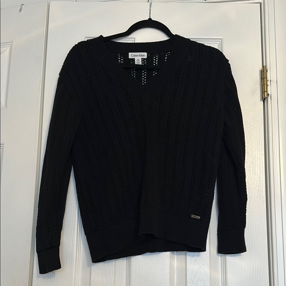 Calvin Klein Women's V-Neck Black Sweater